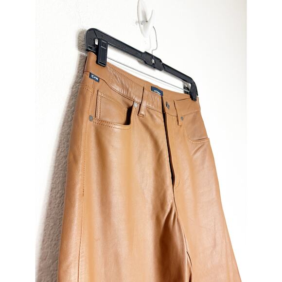 Citizens Of Humanity Calista Curve Leather Pants Size 26 Camel Barrel Leg - Picture 9 of 15